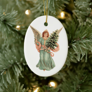 Weihnachten im Vintage-Stil, viktorianischer Engel Keramik Ornament