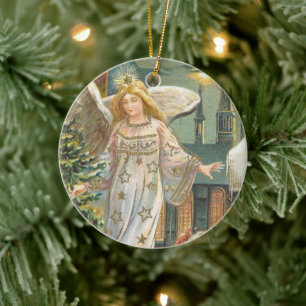 Weihnachten im Vintage-Stil, viktorianischer Engel Keramikornament