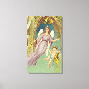 Weihnachten im Vintage-Stil, viktorianischer Engel Leinwanddruck