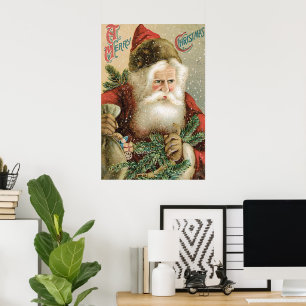 Weihnachten im Vintage-Stil, viktorianischer Weihn Poster