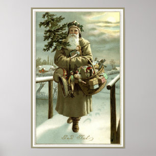 Weihnachten im Vintage-Stil, viktorianischer Weihn Poster