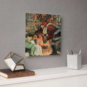 Weihnachten im Vintage-Stil, viktorianischer Weihn Quadratische Wanduhr