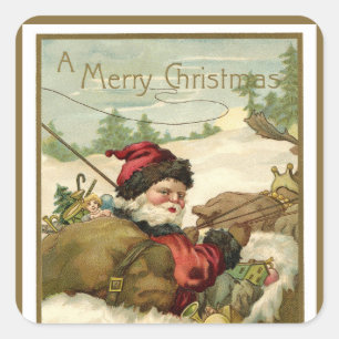 Weihnachten im Vintage-Stil, viktorianischer Weihn Quadratischer Aufkleber