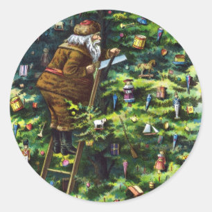 Weihnachten im Vintage-Stil, viktorianischer Weihn Runder Aufkleber