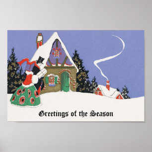 Weihnachten im Vintage-Stil, viktorianisches Paar  Poster