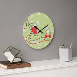 Weihnachten im Vintage-Stil, Weihnachtsmann Chef b Große Wanduhr