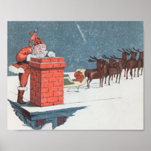 Weihnachten im Vintage-Stil - Weihnachtsmann Feier Poster
