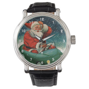 Weihnachten im Vintage-Stil, Weihnachtsmann in ein Armbanduhr