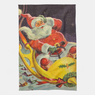 Weihnachten im Vintage-Stil, Weihnachtsmann in ein Geschirrtuch