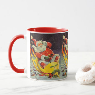 Weihnachten im Vintage-Stil, Weihnachtsmann in ein Tasse