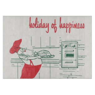 Weihnachten im Vintage-Stil, Weihnachtsmann Koch u Schneidebrett