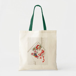 Weihnachten im Vintage-Stil, Weihnachtsmann mit Ca Tragetasche