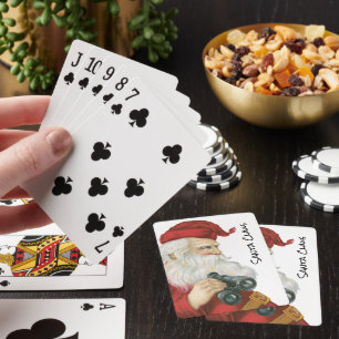 Weihnachten im Vintage-Stil, Weihnachtsmann mit Fe Spielkarten