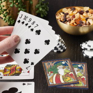 Weihnachten im Vintage-Stil, Weihnachtsmann mit Hi Spielkarten
