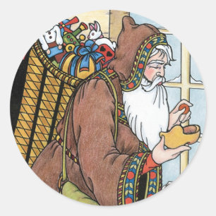 Weihnachten im Vintage-Stil, Weihnachtsmann-Spielz Runder Aufkleber