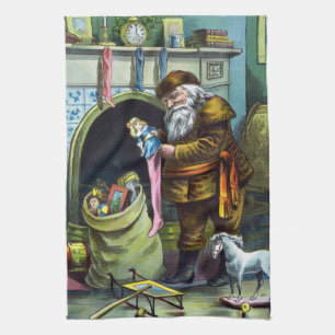 Weihnachten im Vintage-Stil, Weihnachtsmann Strümp Geschirrtuch