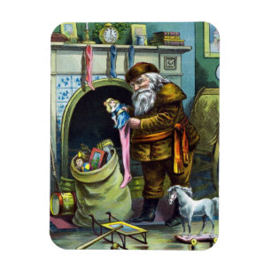 Weihnachten im Vintage-Stil, Weihnachtsmann-Strümp Magnet
