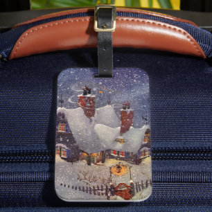 Weihnachten im Vintage-Stil, Weihnachtsmann-Werkst Gepäckanhänger