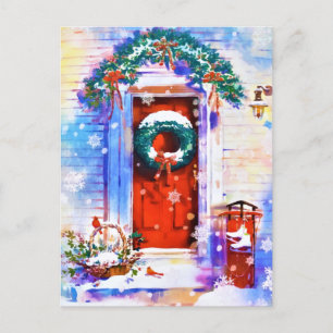 Weihnachten im Vintage-Stil Winter Rot Haustür Was