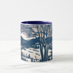 Weihnachten im Vintage-Stil, Winterlandschaft mit Tasse
