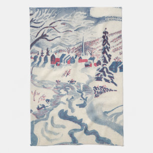 Weihnachten im Vintage-Stil, Winterschlandschaft m Geschirrtuch
