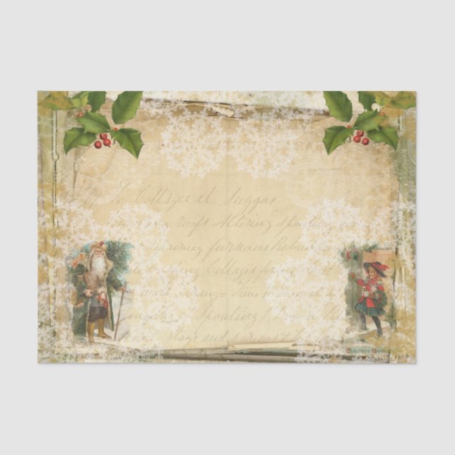 Weihnachten im Vintagen Stil, Kind und Schreiben Seidenpapier (Vorderseite)