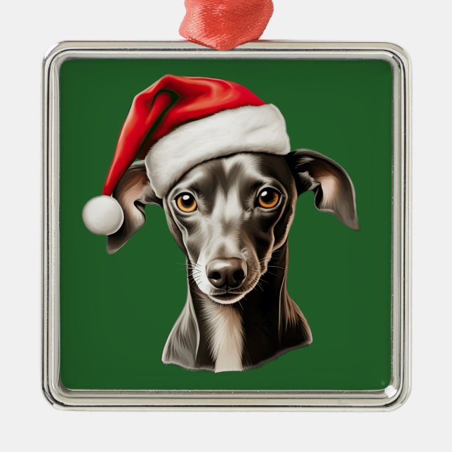 Weihnachten im Wasser Italienischer Windhund Ornament Aus Metall (Vorne)