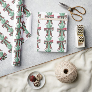 Weihnachten im Wasser Kariert Bow Garland Geschenkpapier