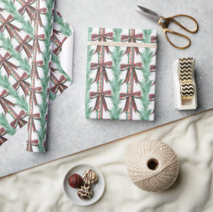 Weihnachten im Wasser Kariert Bow Garland Geschenkpapier