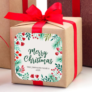 Weihnachten im Wasser und Familie Berries Quadratischer Aufkleber