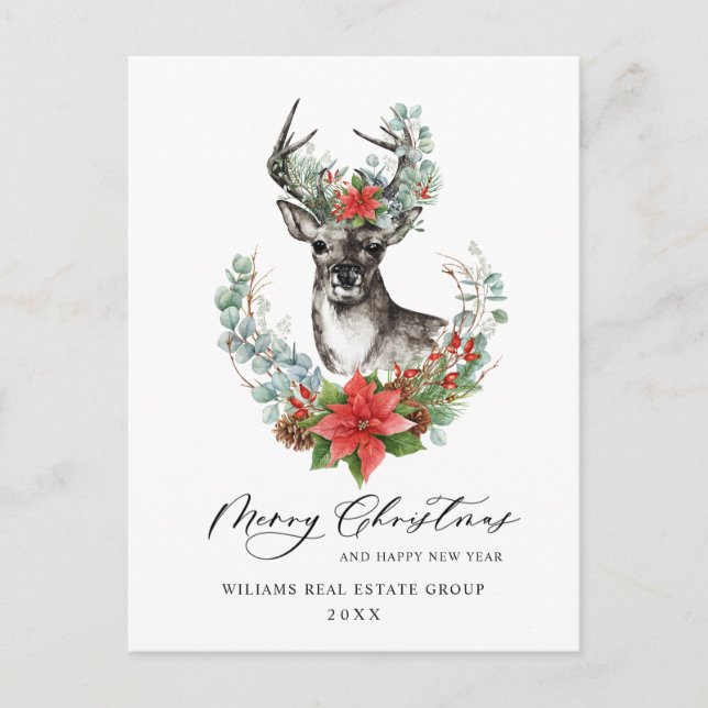 Weihnachten im Wasserfarben - Grüße im Unternehmen Postkarte (Vorderseite)