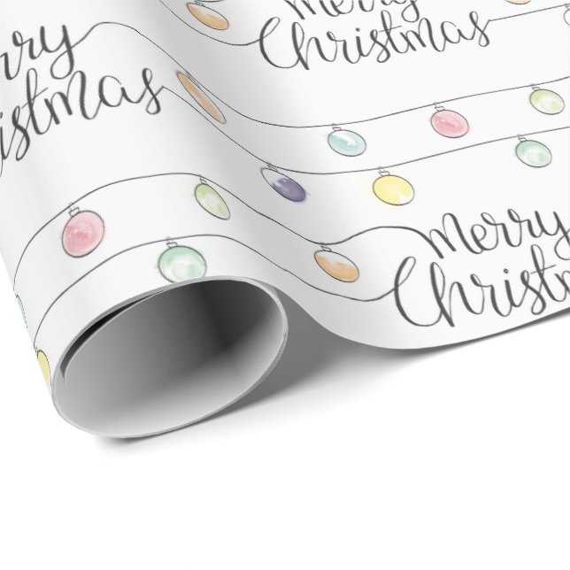 Weihnachten im Wasserfarben Lichter Frohe Weihnach Geschenkpapier (Rolleneckpunkt)