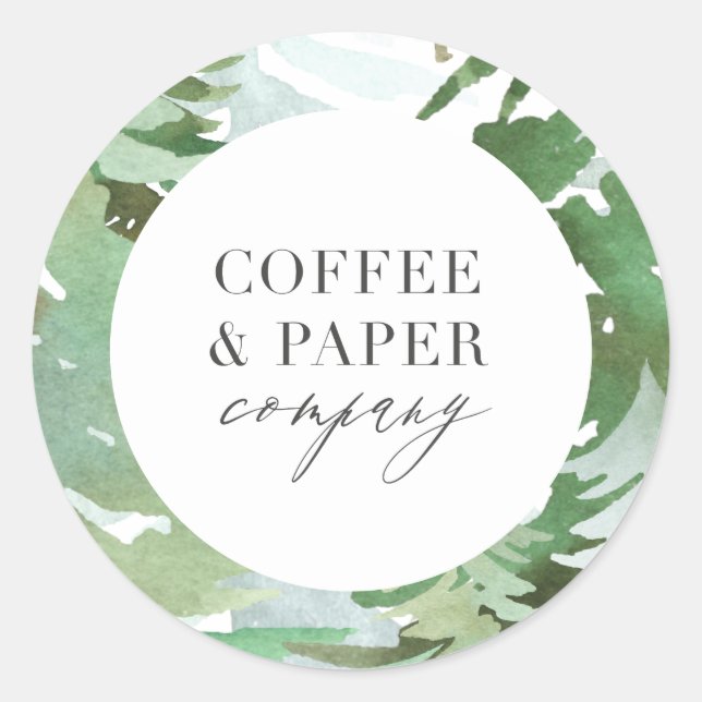 Weihnachten im Wasserfarbenwald Runder Aufkleber (Vorderseite)