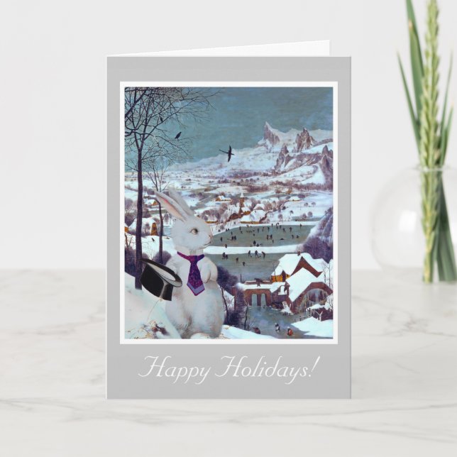 Weihnachten im Weißen Kaninchen - Vintage Kunstkar (Vorderseite)