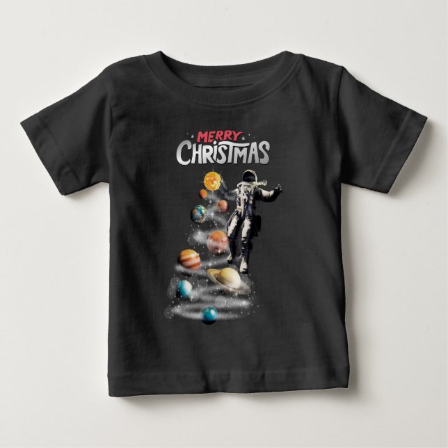 Weihnachten im Weltraumsolarsystem Astronaut Invit Baby T-shirt (Vorderseite)