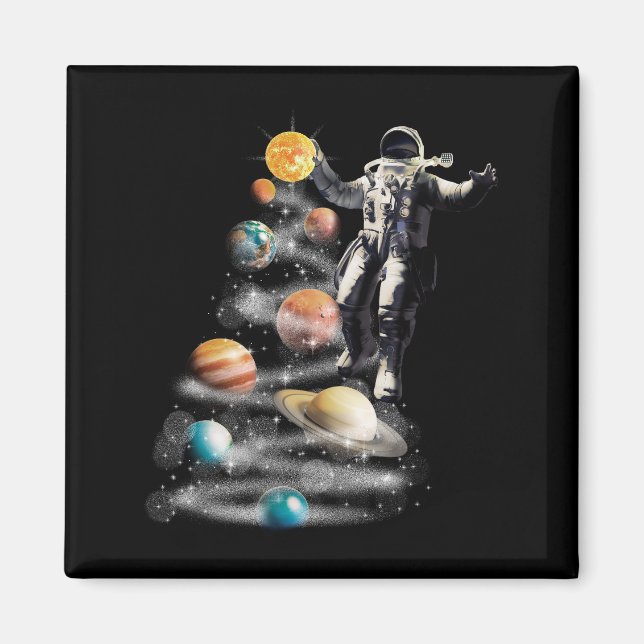 Weihnachten im Weltraumsolarsystem Astronaut Invit Magnet (Vorne)