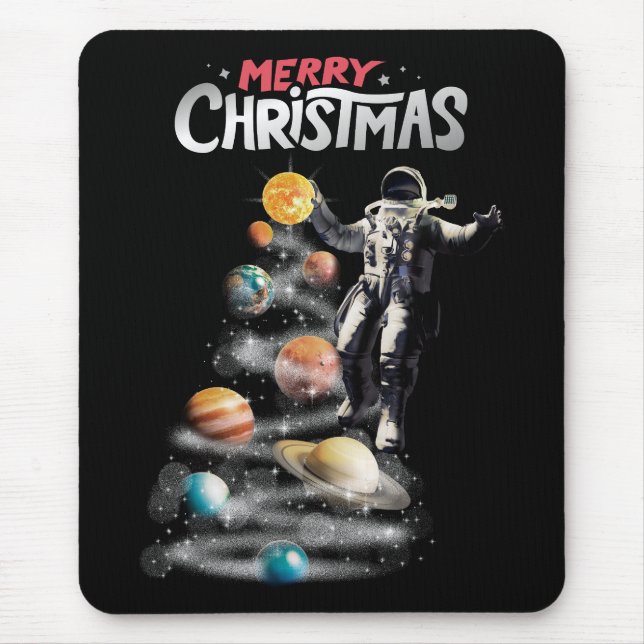 Weihnachten im Weltraumsolarsystem Astronaut Invit Mousepad (Vorne)