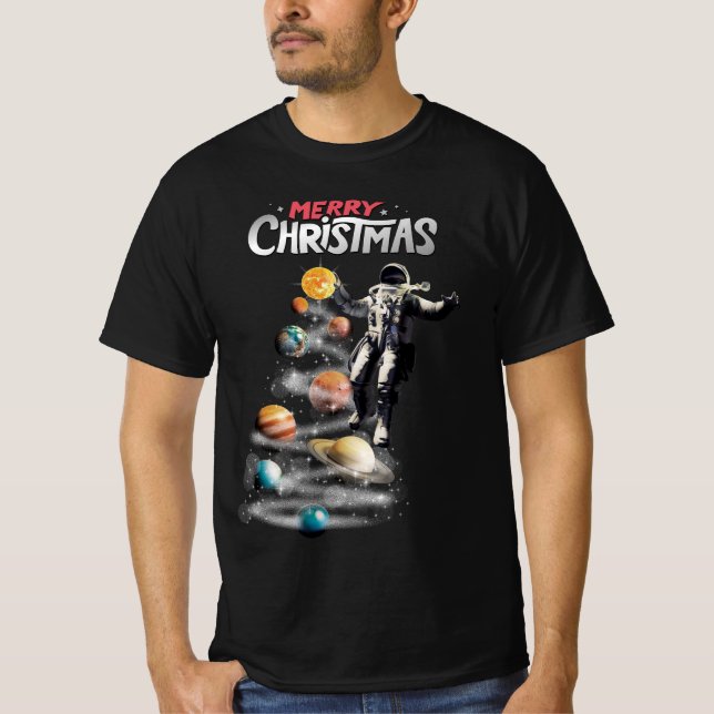 Weihnachten im Weltraumsolarsystem Astronaut Invit T-Shirt (Vorderseite)
