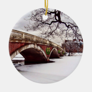 Weihnachten im Winter auf dem Charles River Boston Keramikornament