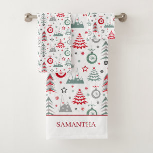 Weihnachten im Winter. Badetuch-Set Badhandtuch Set