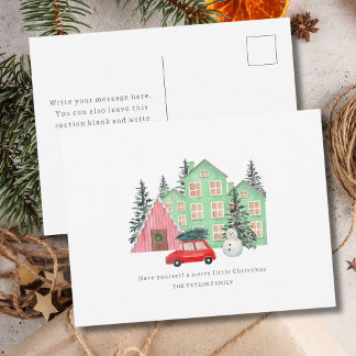 Weihnachten im Winter Cottage Wasserfarbe Urlaub