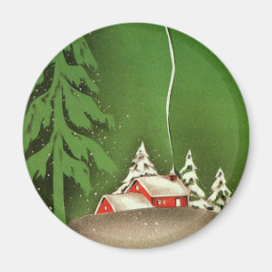 Weihnachten im Winter, Haus im Wald im Winter Schn Magnet