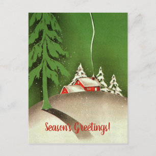 Weihnachten im Winter, Haus im Wald im Winter Schn Postkarte