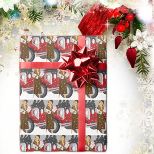 Weihnachten im Winter Shopping im Schnee Geschenkpapier