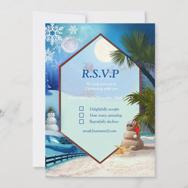 Weihnachten im Winter & Sommer Kollektion Einladun Einladung (Vorderseite)