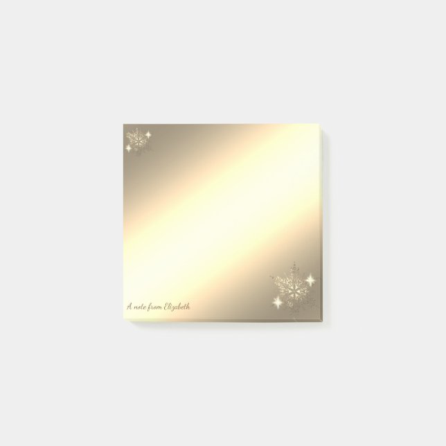 Weihnachten,Imitate Gold Snowflakes Personalisiert Post-it Klebezettel (Vorderseite)