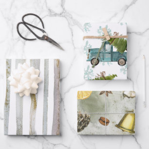 Weihnachten in Aquarellen. Geschenkpapier Set