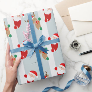 Weihnachten in Aquarellen Niedlicher Santa Reineer Geschenkpapier