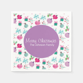Weihnachten in Aquarellfarbe Handgemalte Muster Serviette