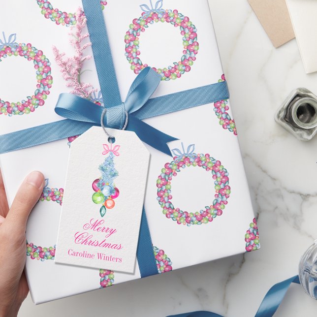 Weihnachten in Aquarellfarben - Tim & Baubles Geschenkanhänger (Von Creator hochgeladen)